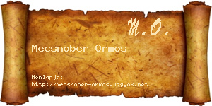 Mecsnober Ormos névjegykártya